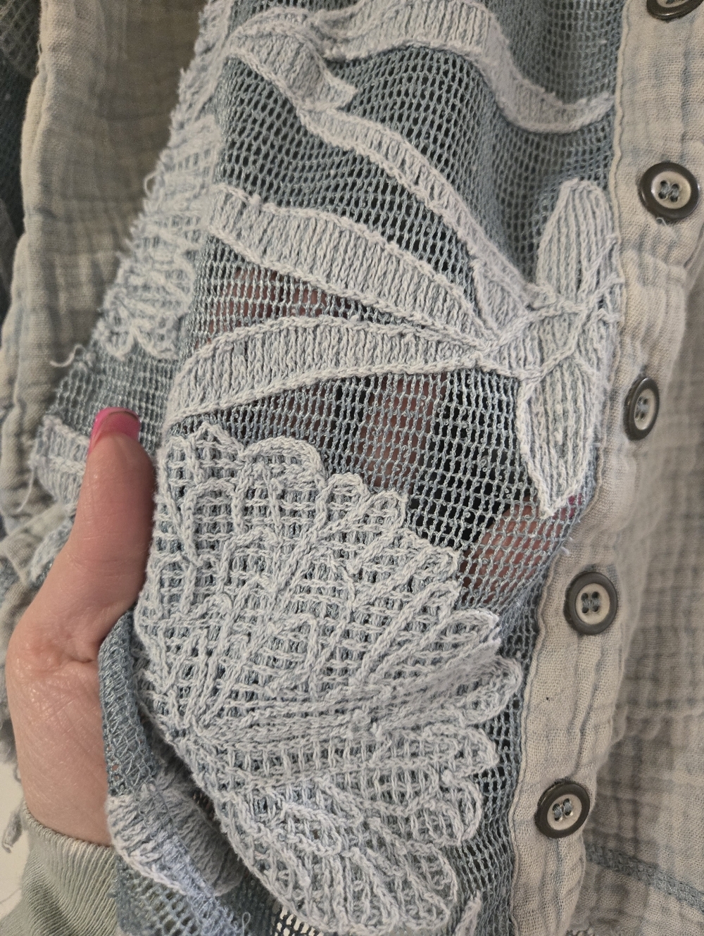 Oli & Hali Pale Blue Lace Oversized Blouse - Picture 5 of 6